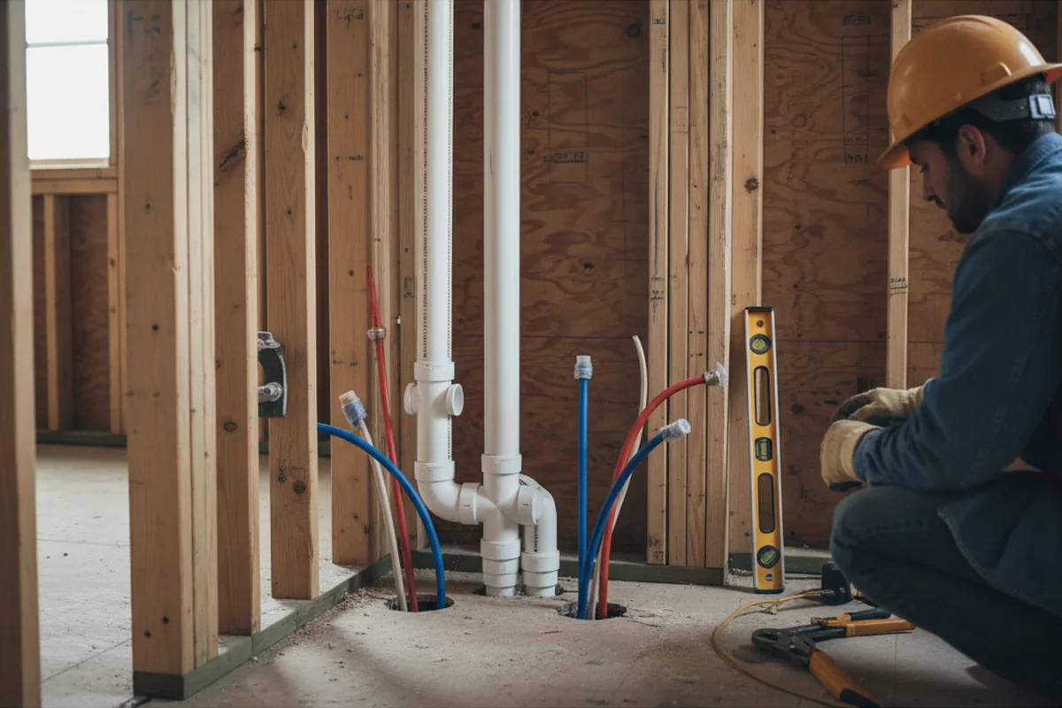 Drain and supply rough-in during Garbage Disposal Repair in Ama